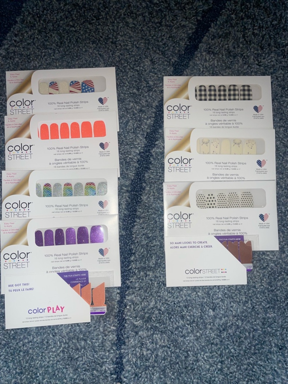 Color Street Nail Strips - Black & White Gingham, Cream Floral, Gold Dot